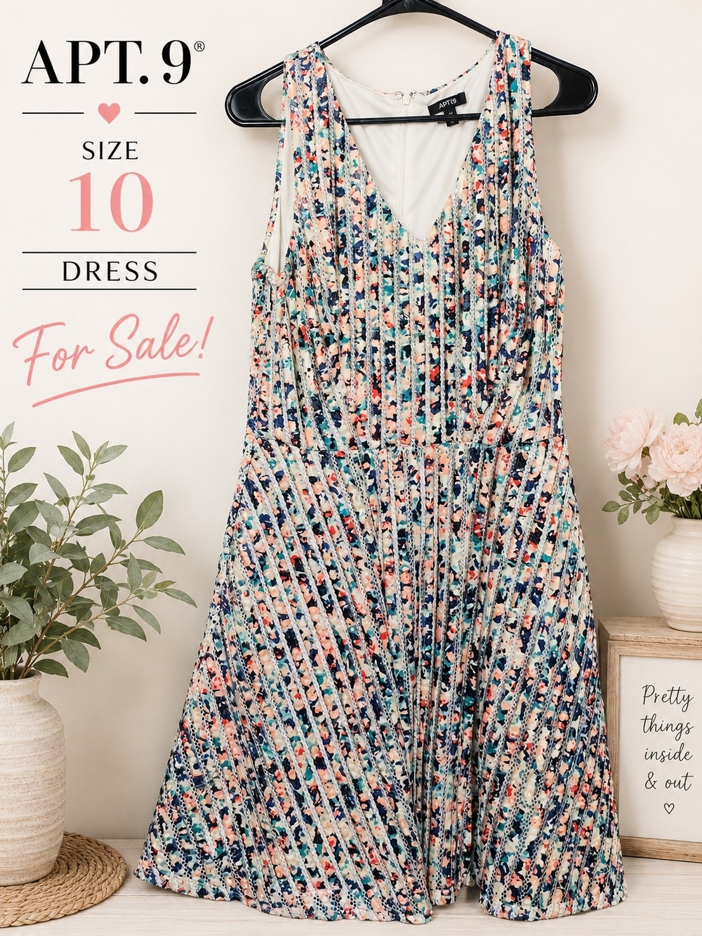 Apt. 9 Floral Pleated V-Neck Dress in Multi